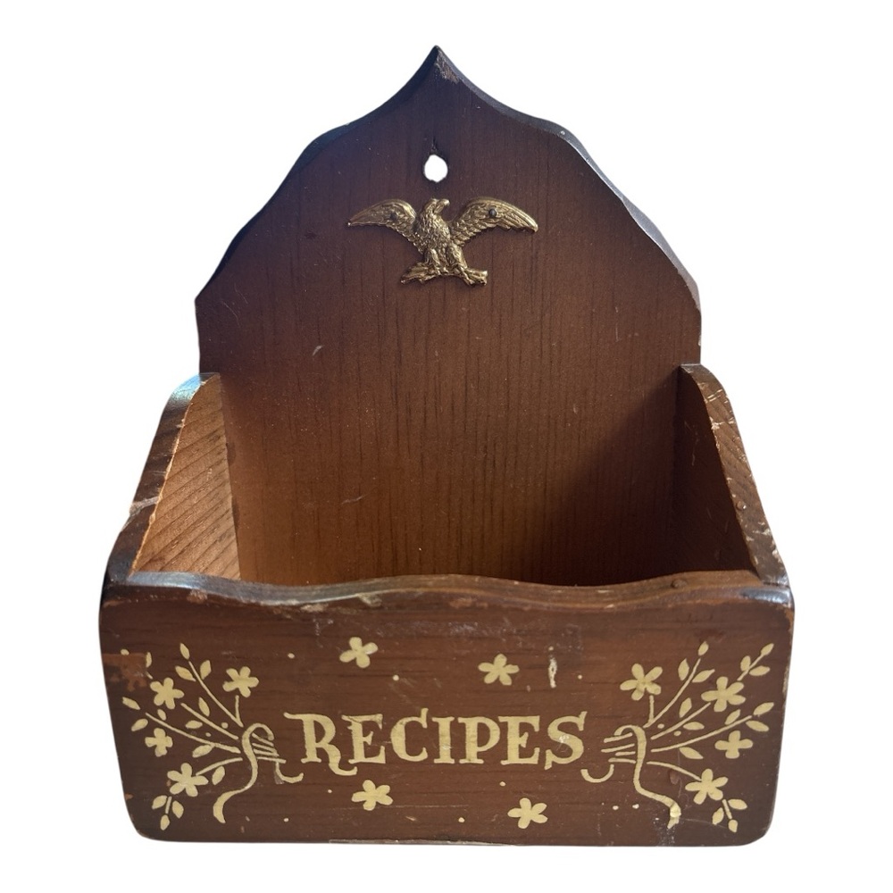 Vintage Mid Century Manchester Wood Vermont Wooden Recipe Holder Box
